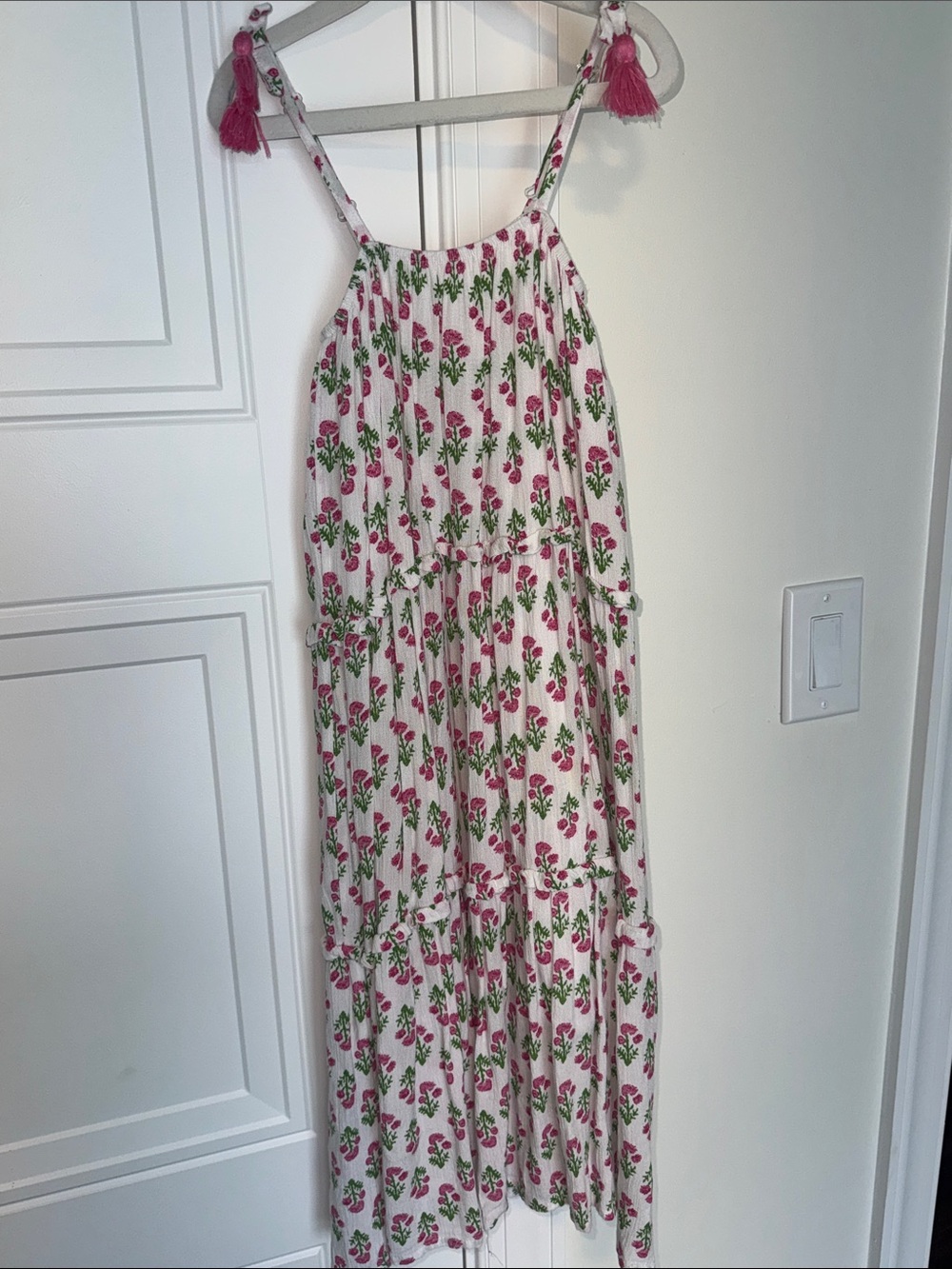 Jessica Simpson White Dress with Pink and Green Floral Print